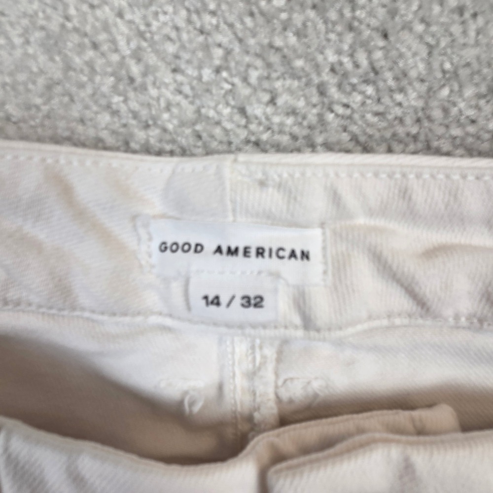 Good American Good Classic Boot Jeans Cloud White High Rise Size 14/32 GCLB046T - Picture 4 of 9